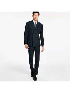 Bar III Slim Fit Double Breasted Wool 2 Piece Suit Jacket Pants - NWOT